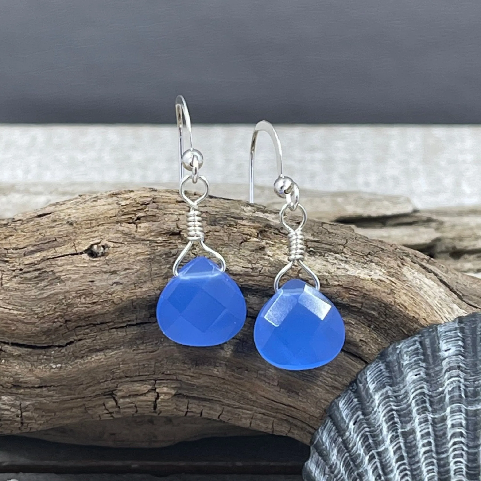 Royal Blue Jade Briolette Earrings
