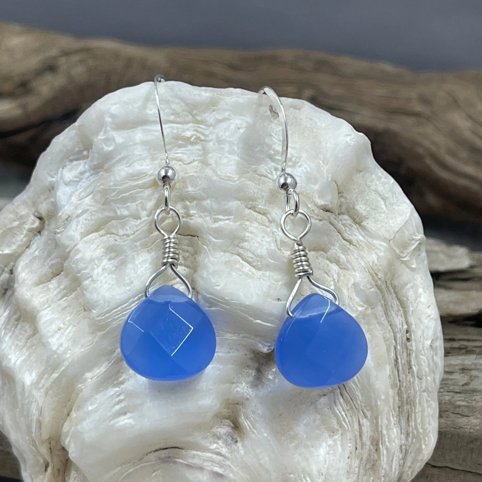 Royal Blue Jade Briolette Earrings
