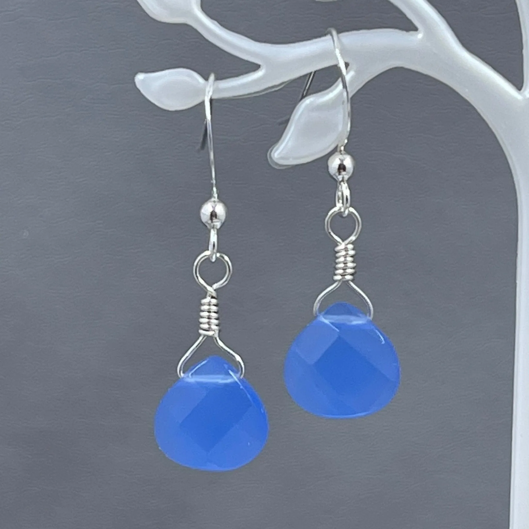 Royal Blue Jade Briolette Earrings