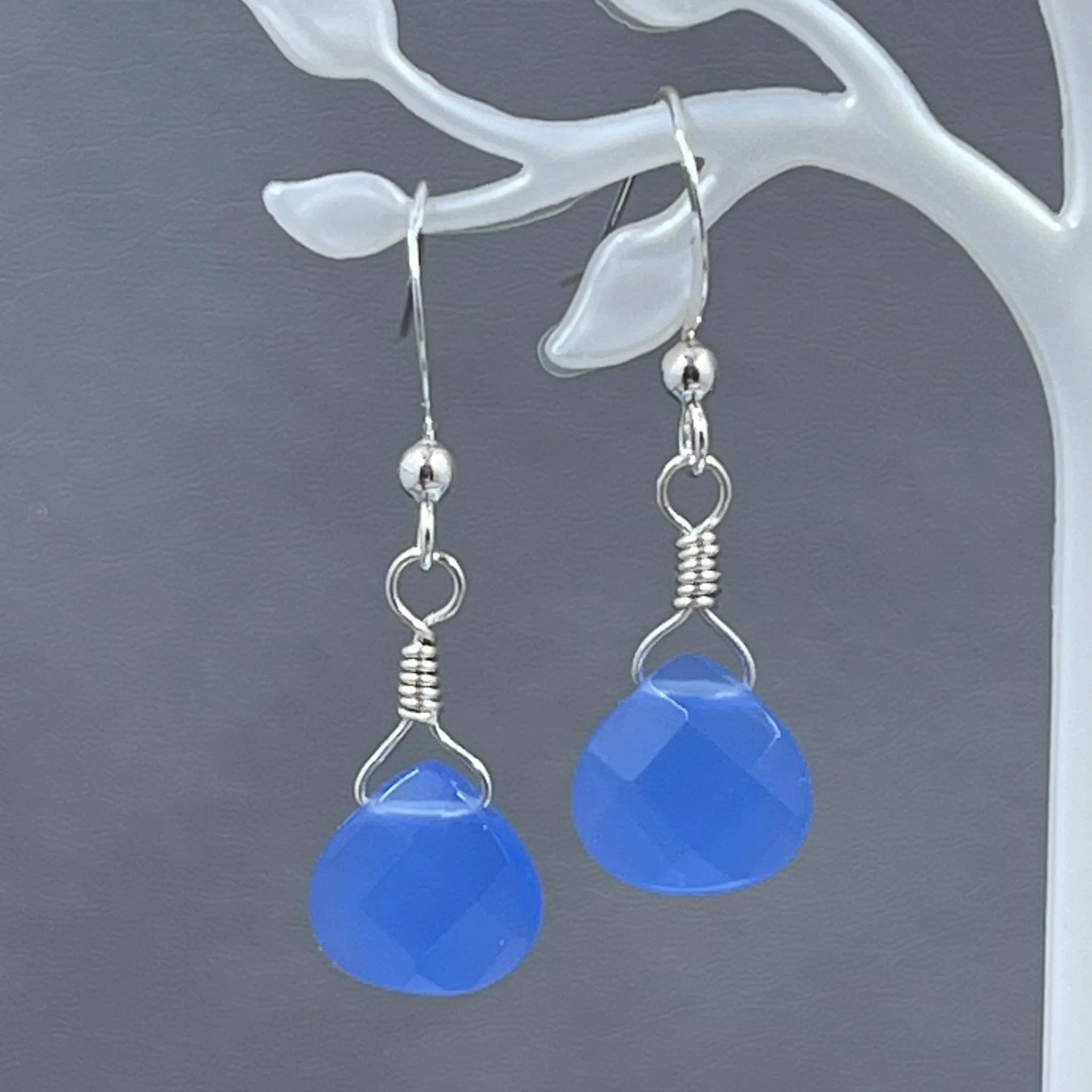 Royal Blue Jade Briolette Earrings