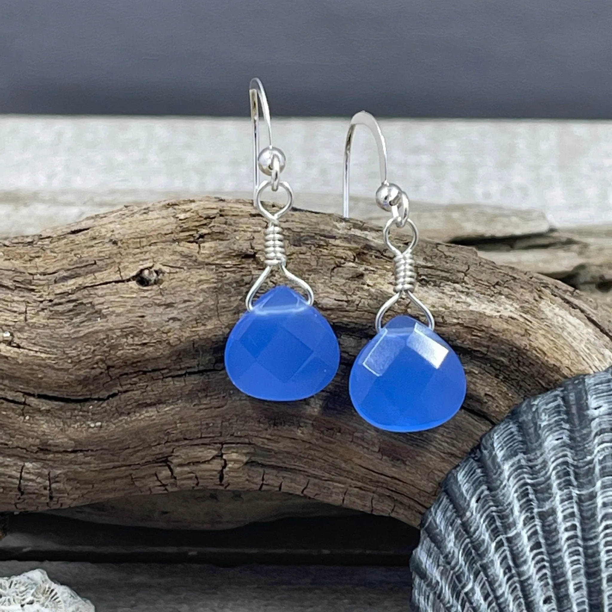 Royal Blue Jade Briolette Earrings