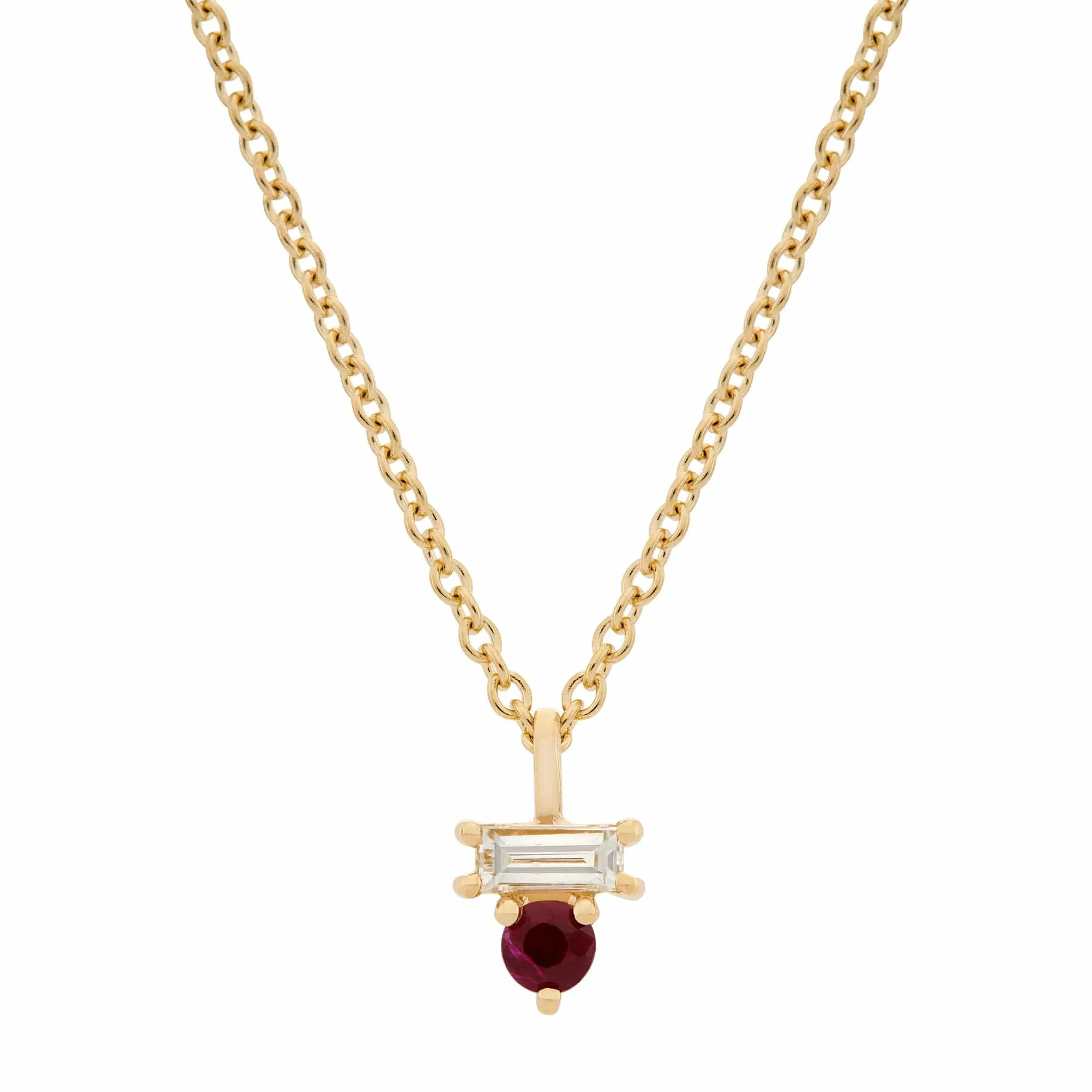 Ruby & Diamond Baguette Necklace