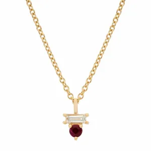 Ruby & Diamond Baguette Necklace