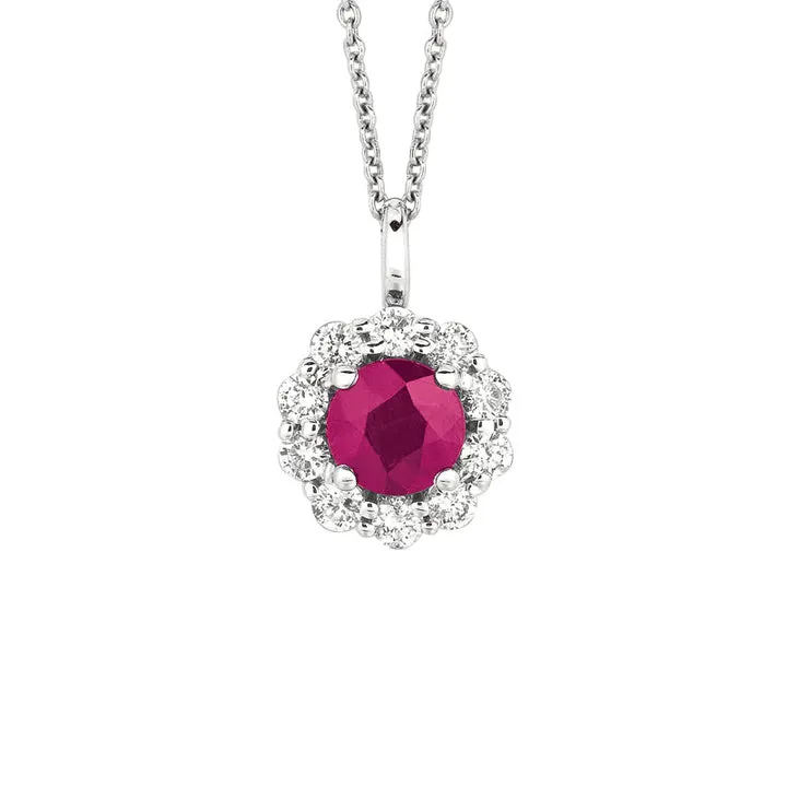 Ruby & Diamond Necklace 14K White Gold (1.69 Ctw)