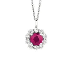 Ruby & Diamond Necklace 14K White Gold (1.69 Ctw)