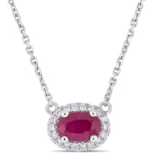 Ruby and Diamond Oval Pendant