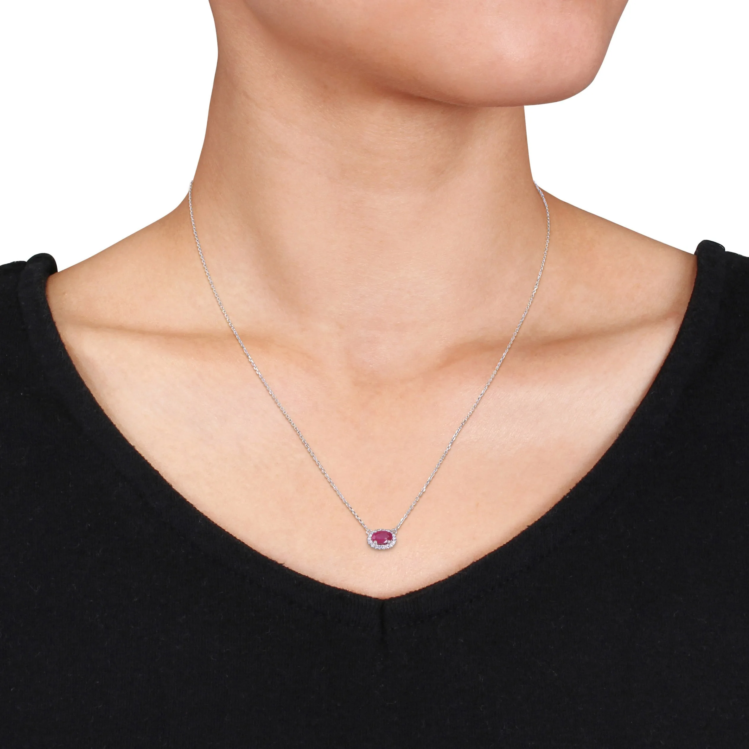 Ruby and Diamond Oval Pendant