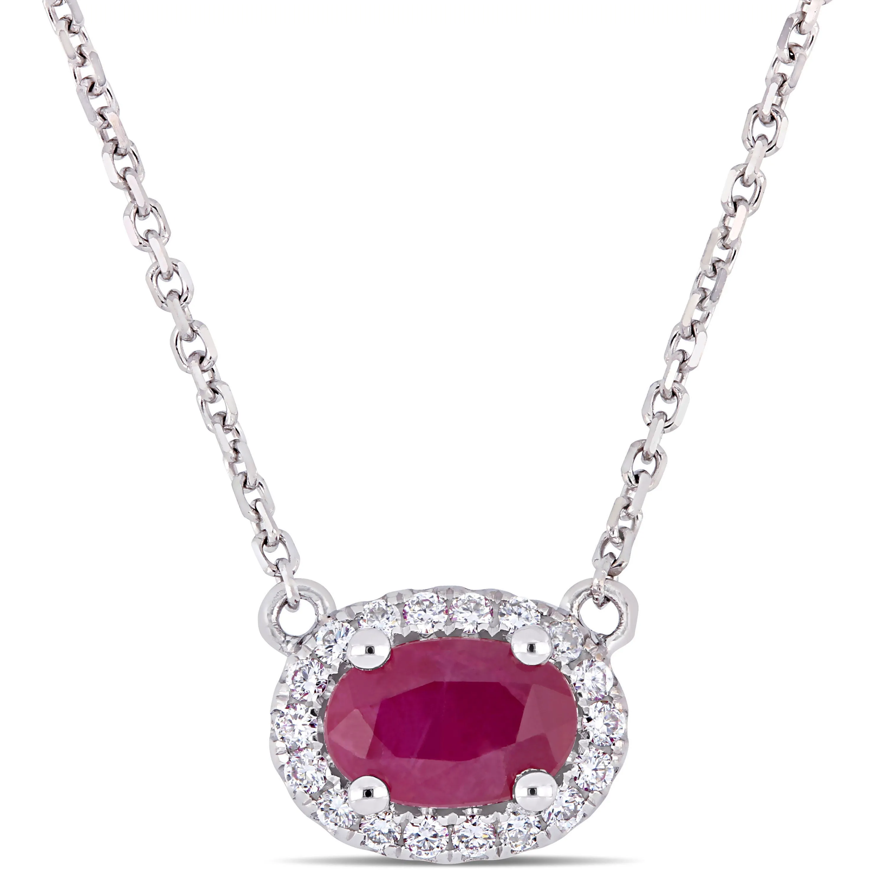 Ruby and Diamond Oval Pendant