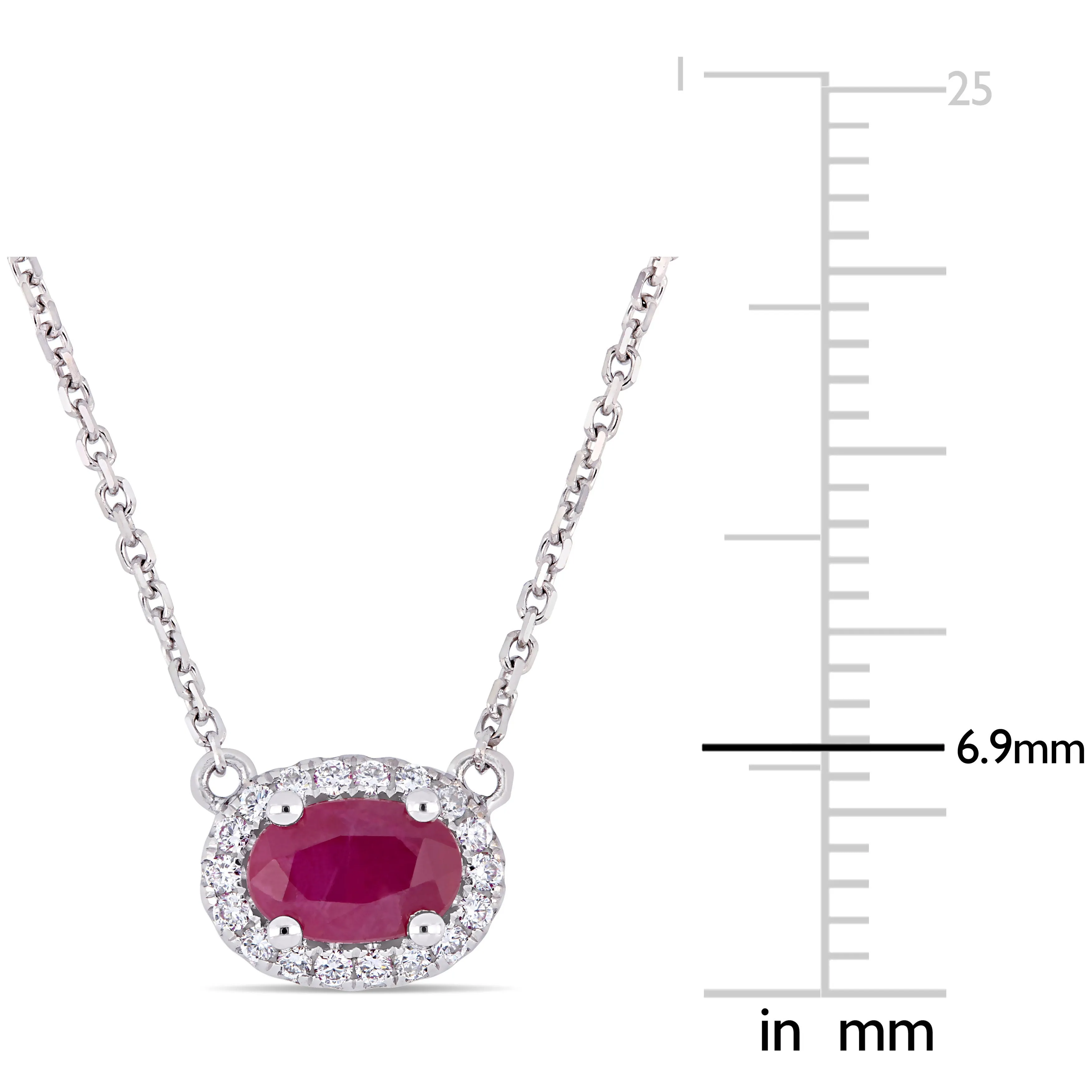 Ruby and Diamond Oval Pendant