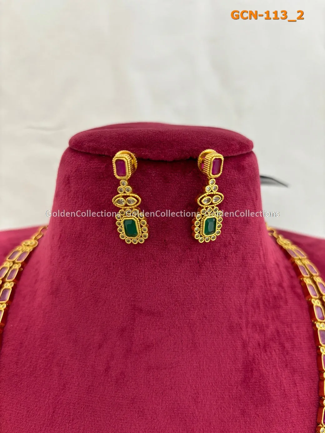 Ruby Emerald Necklace Online : 2 Layered Necklaces GCN-113