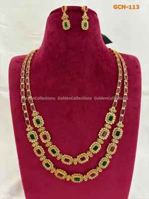 Ruby Emerald Necklace Online : 2 Layered Necklaces GCN-113