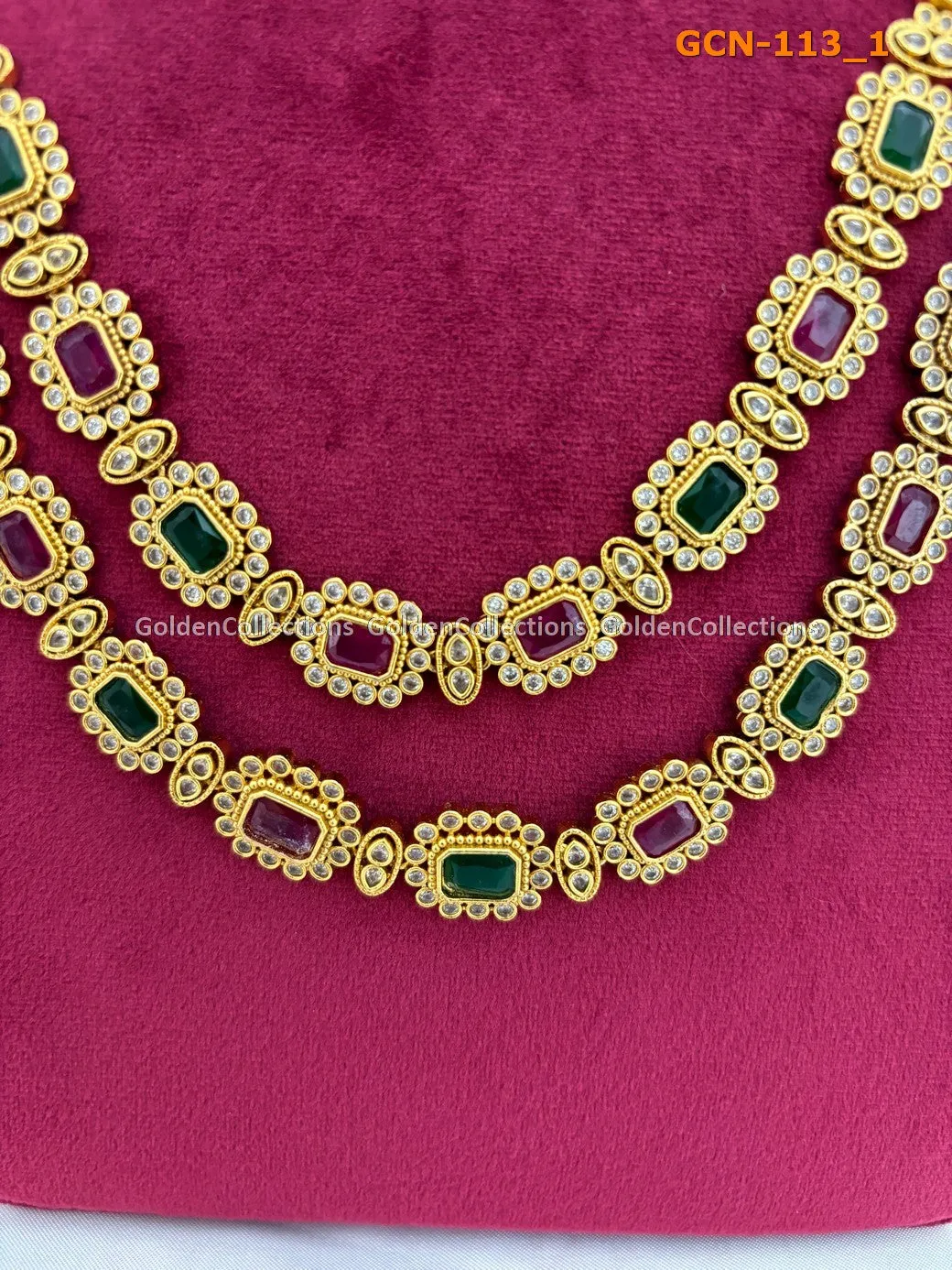 Ruby Emerald Necklace Online : 2 Layered Necklaces GCN-113