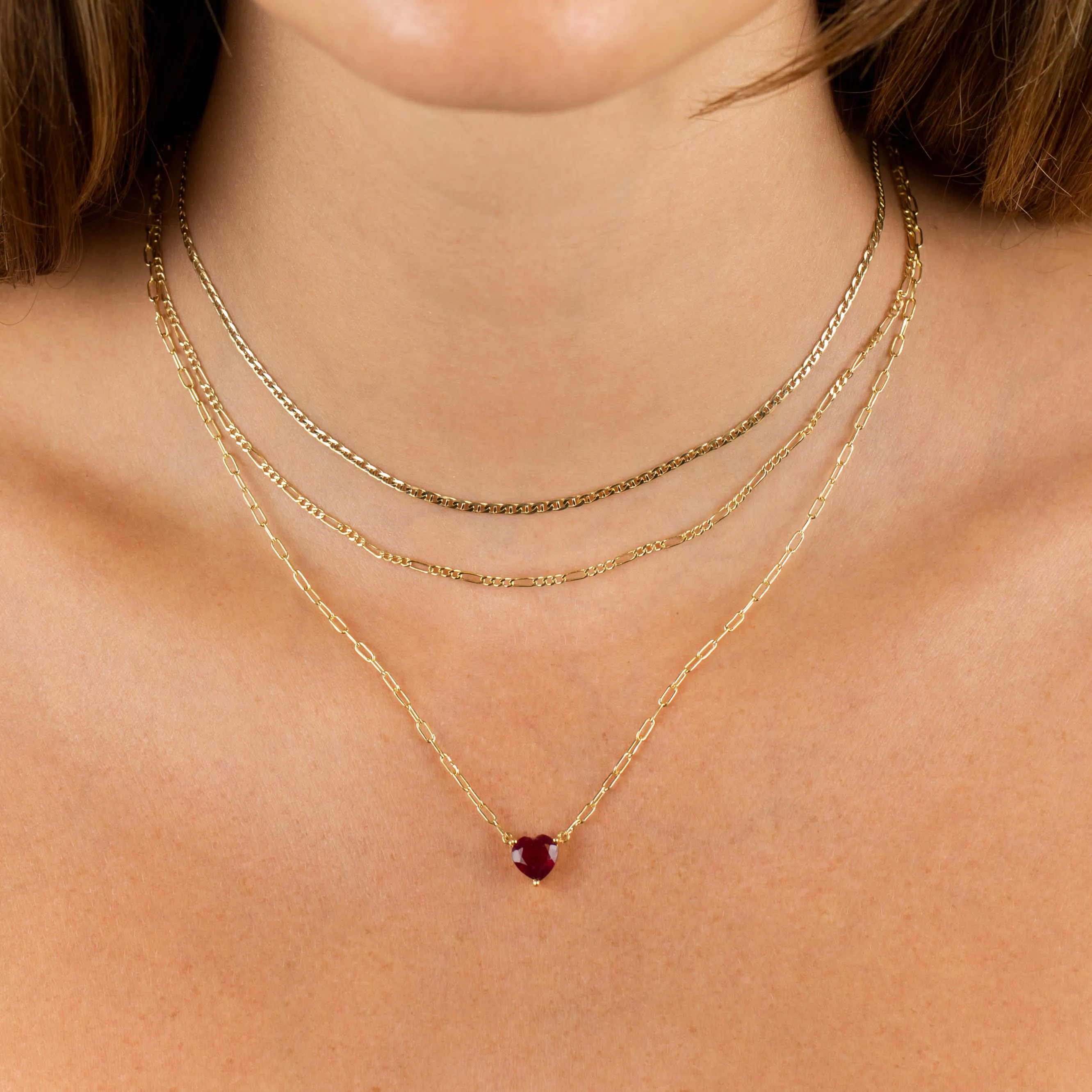 Ruby Heart Necklace 14K