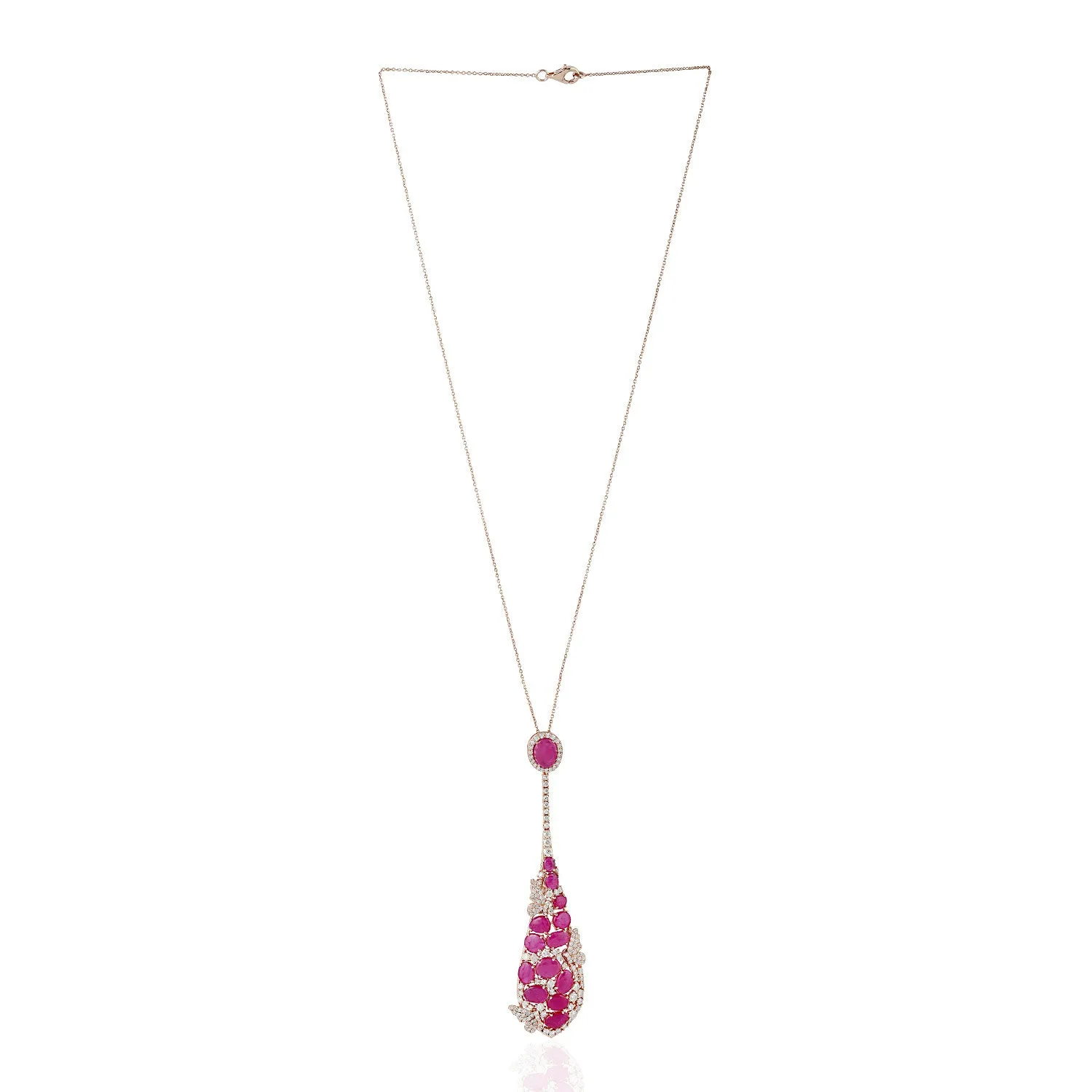 Ruby Micro Pave Diamond Designer In Rose Gold Choker Necklace For Her