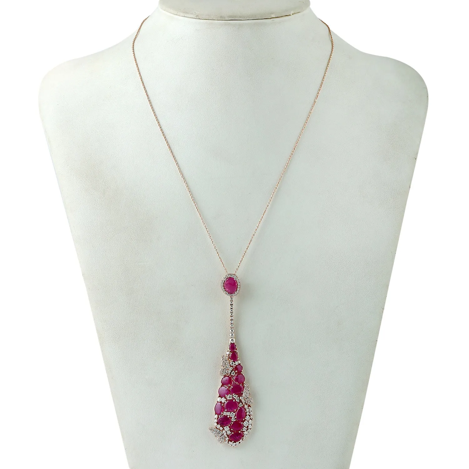 Ruby Micro Pave Diamond Designer In Rose Gold Choker Necklace For Her