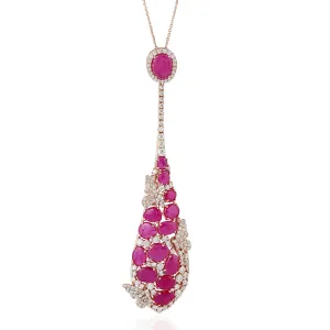 Ruby Micro Pave Diamond Designer In Rose Gold Choker Necklace For Her