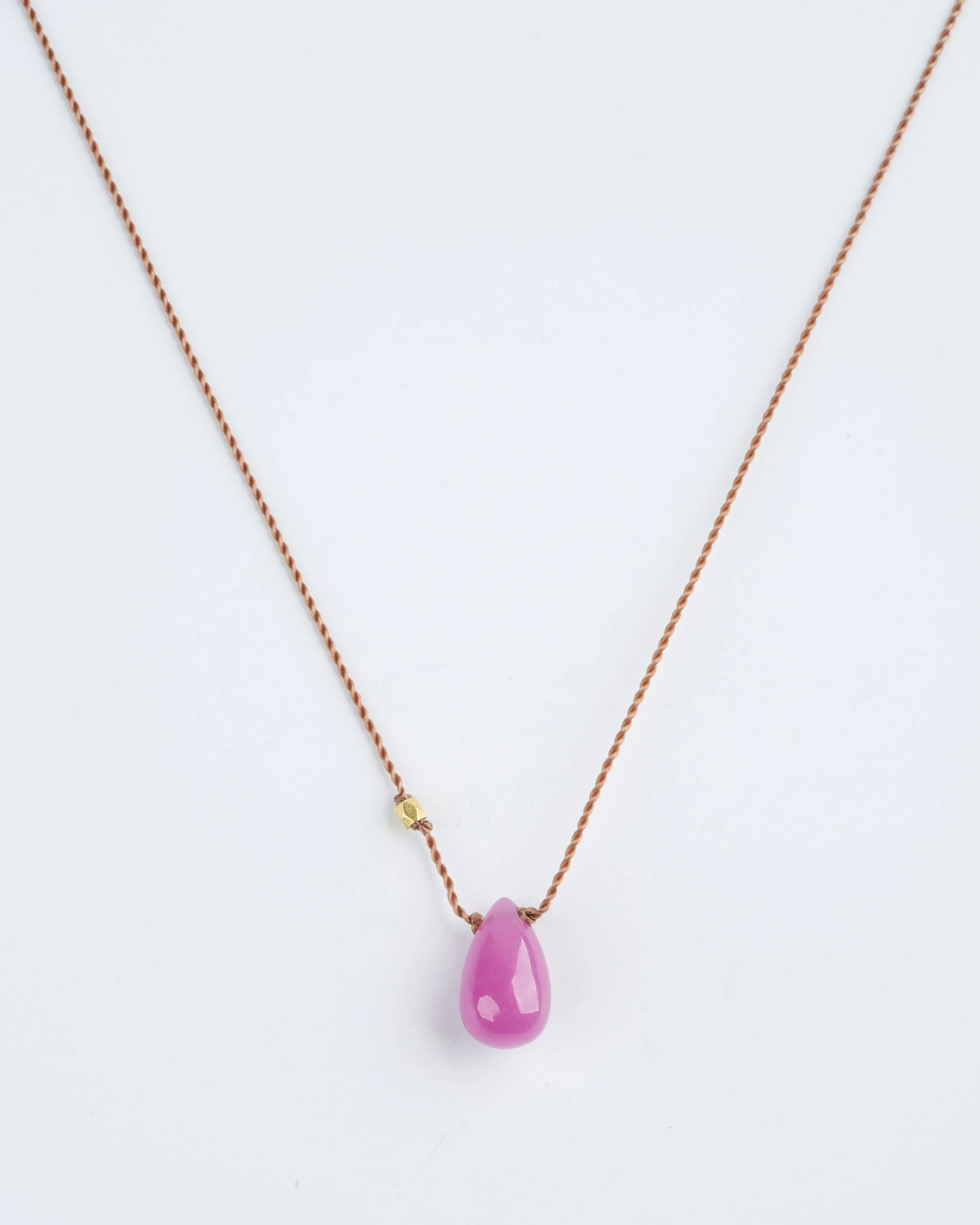 ruby necklace with 18k gold bead - pink