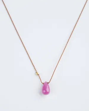 ruby necklace with 18k gold bead - pink
