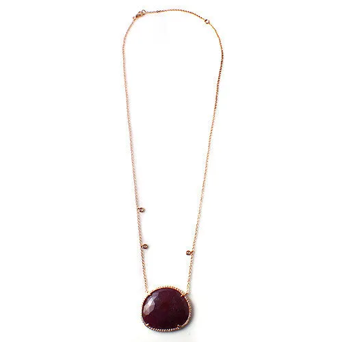 Ruby Slice Pendant Necklace, 14k Rose Gold