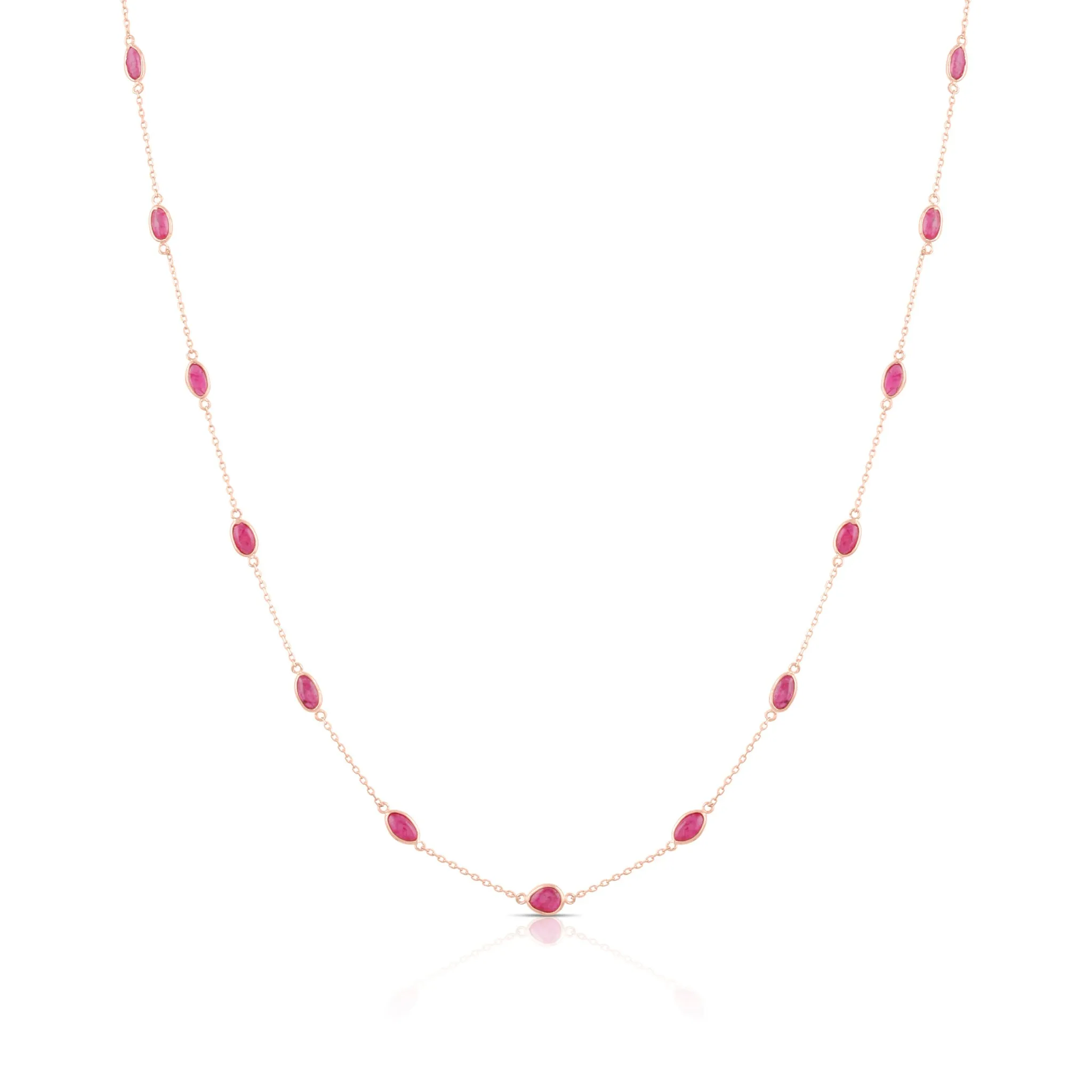 Ruby U/S Necklace In 18K Rose Gold