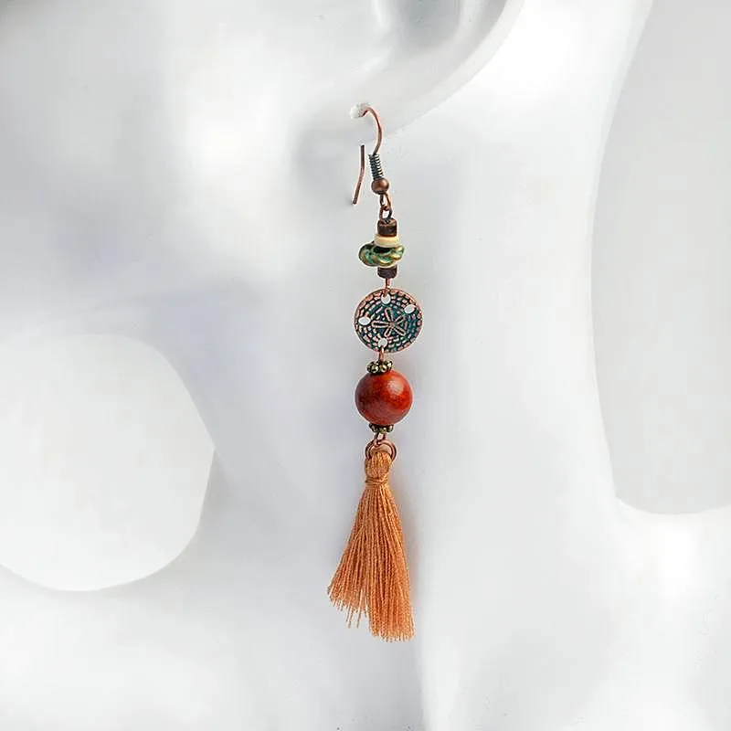 Sand Dollar Tassel Earrings