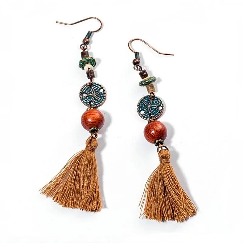 Sand Dollar Tassel Earrings