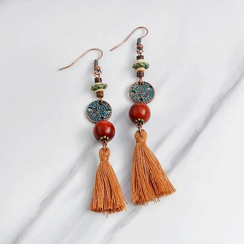 Sand Dollar Tassel Earrings