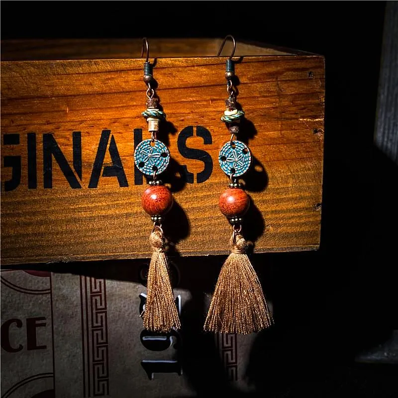 Sand Dollar Tassel Earrings