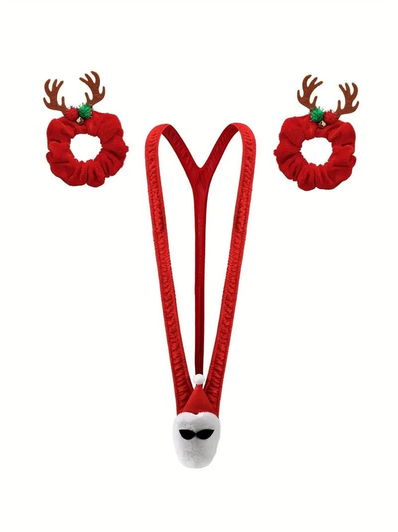 Santa Mankini with Antler Jingle Bells Bracelets