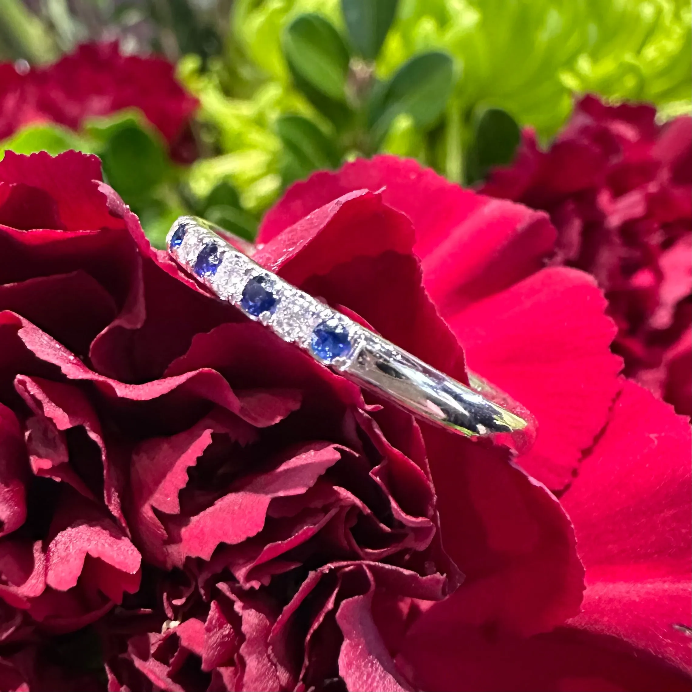 Sapphire Diamond Band 14K White Gold Ring KAS C8202-SWG