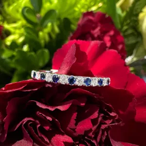 Sapphire Diamond Band 14K White Gold Ring KAS C8202-SWG