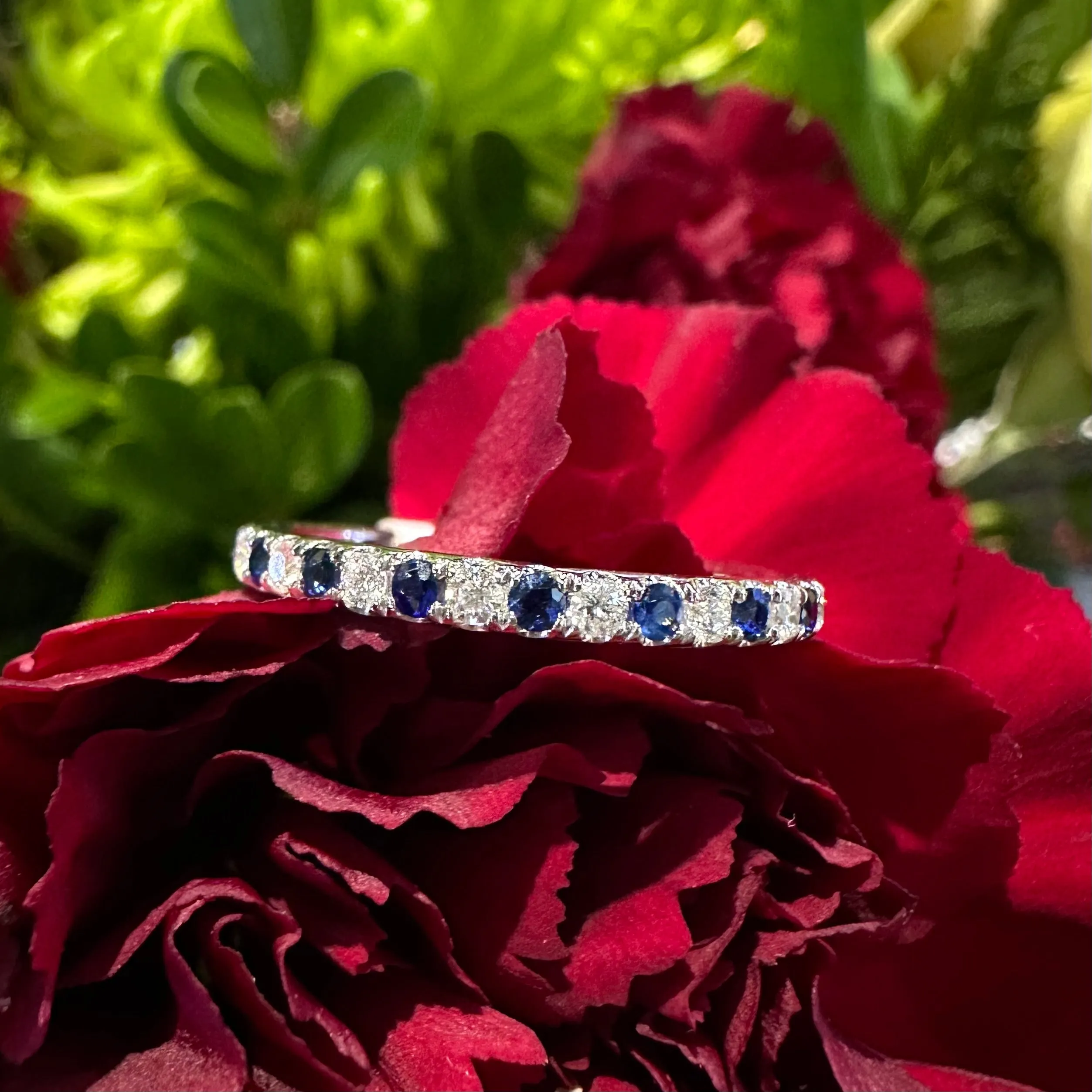 Sapphire Diamond Band 14K White Gold Ring KAS C8202-SWG