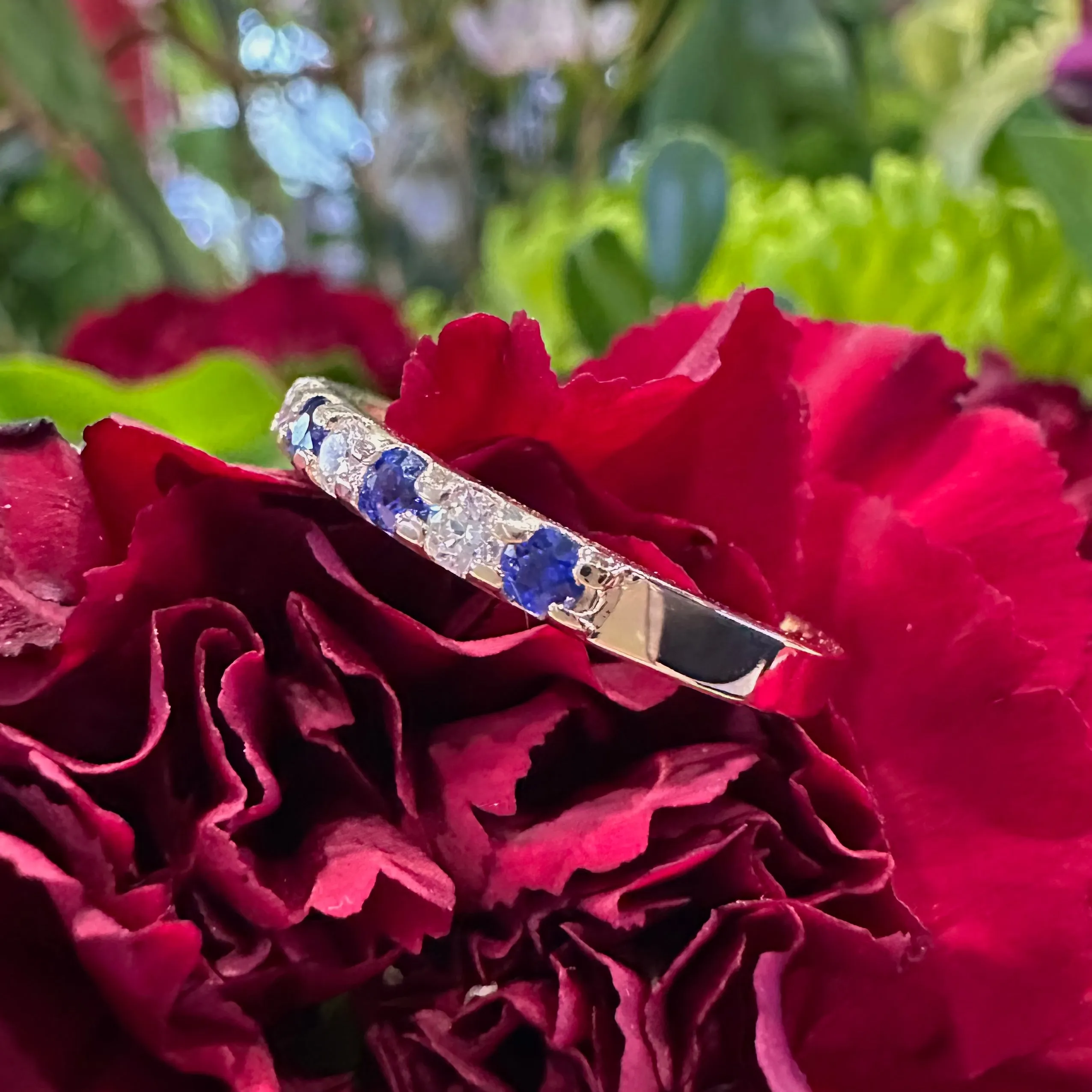 Sapphire Diamond Band 14K Yellow Gold Ring KAS C6637-SYG