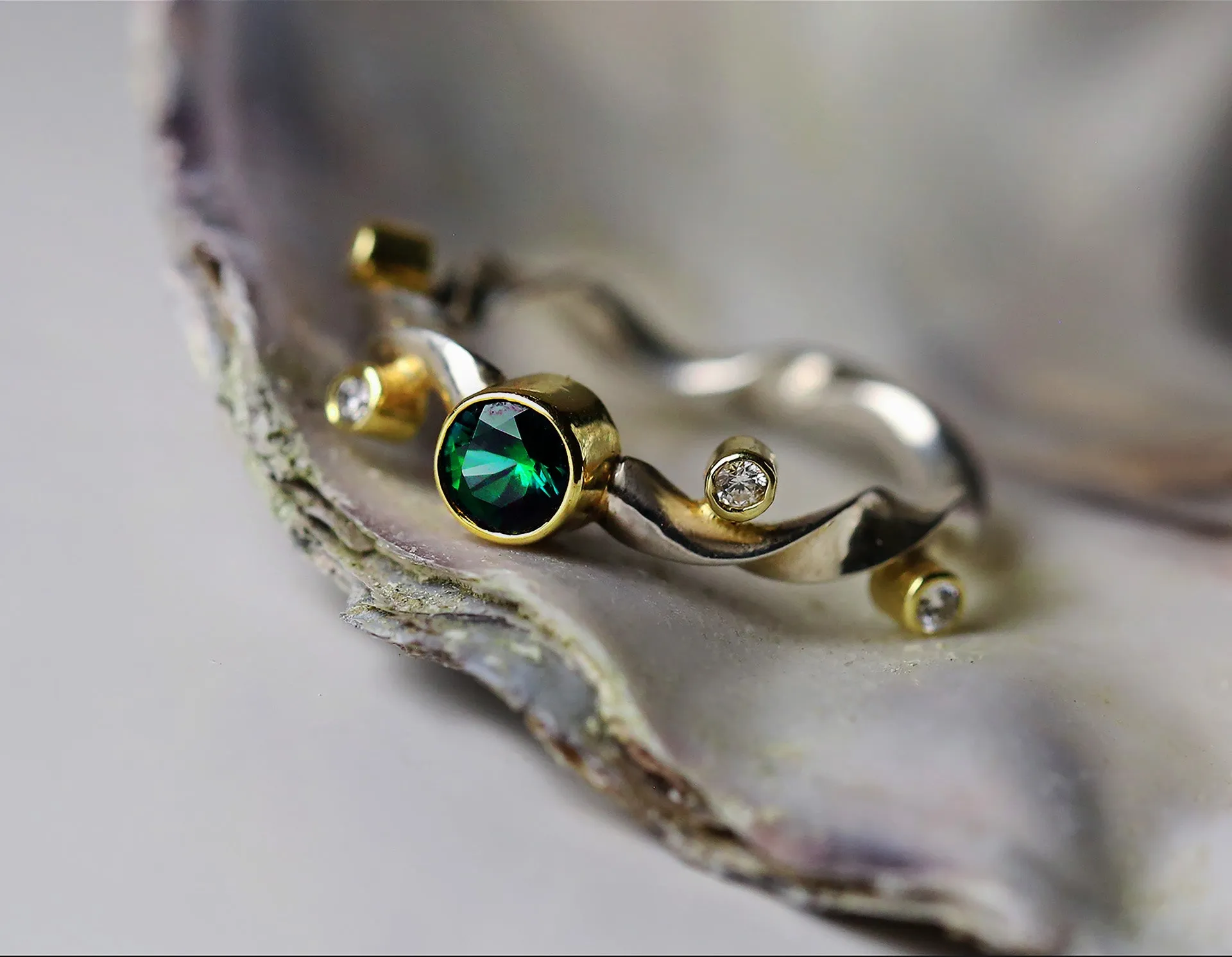 Sea Orchid Ring - Emerald