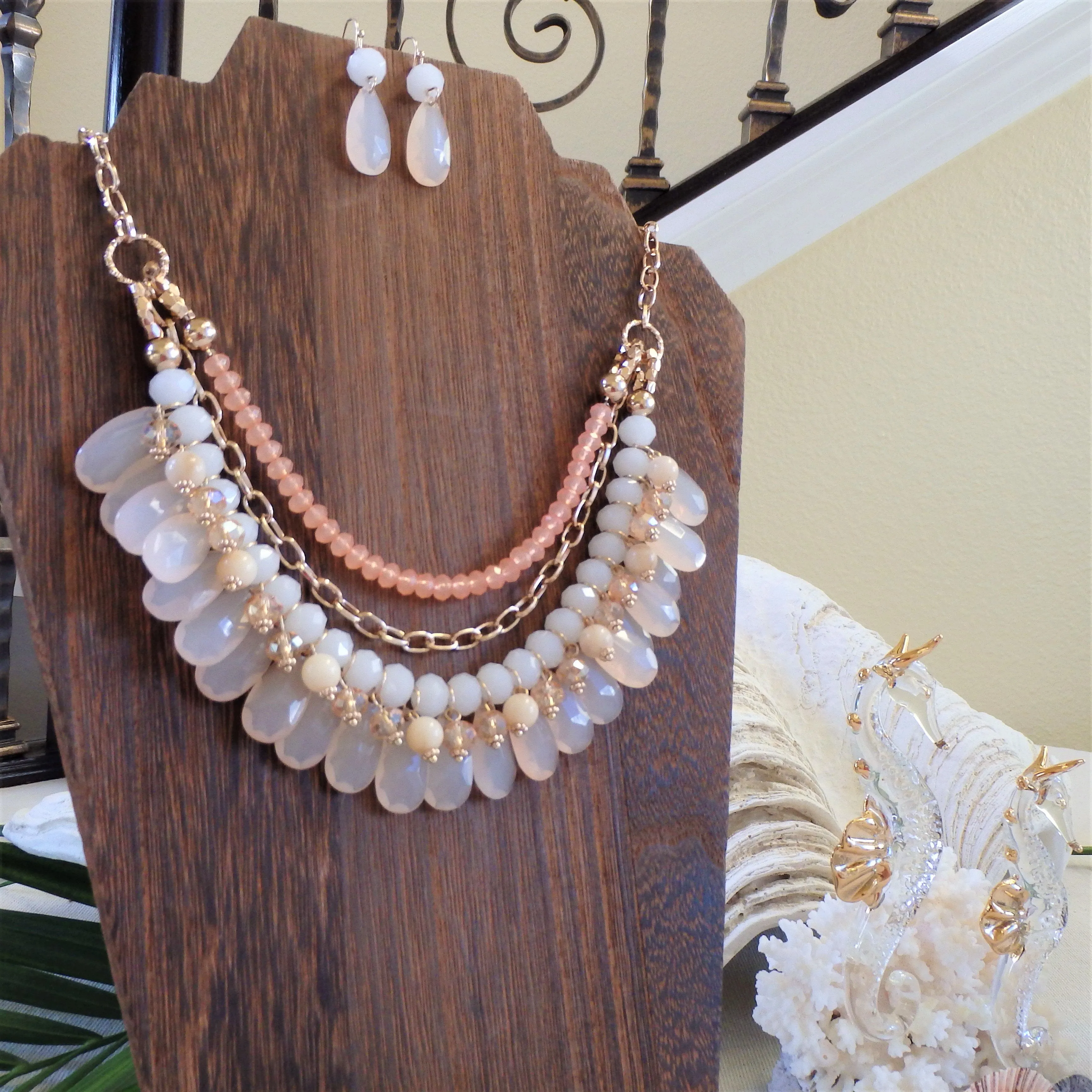Seaside Coral Bead Necklace Set
