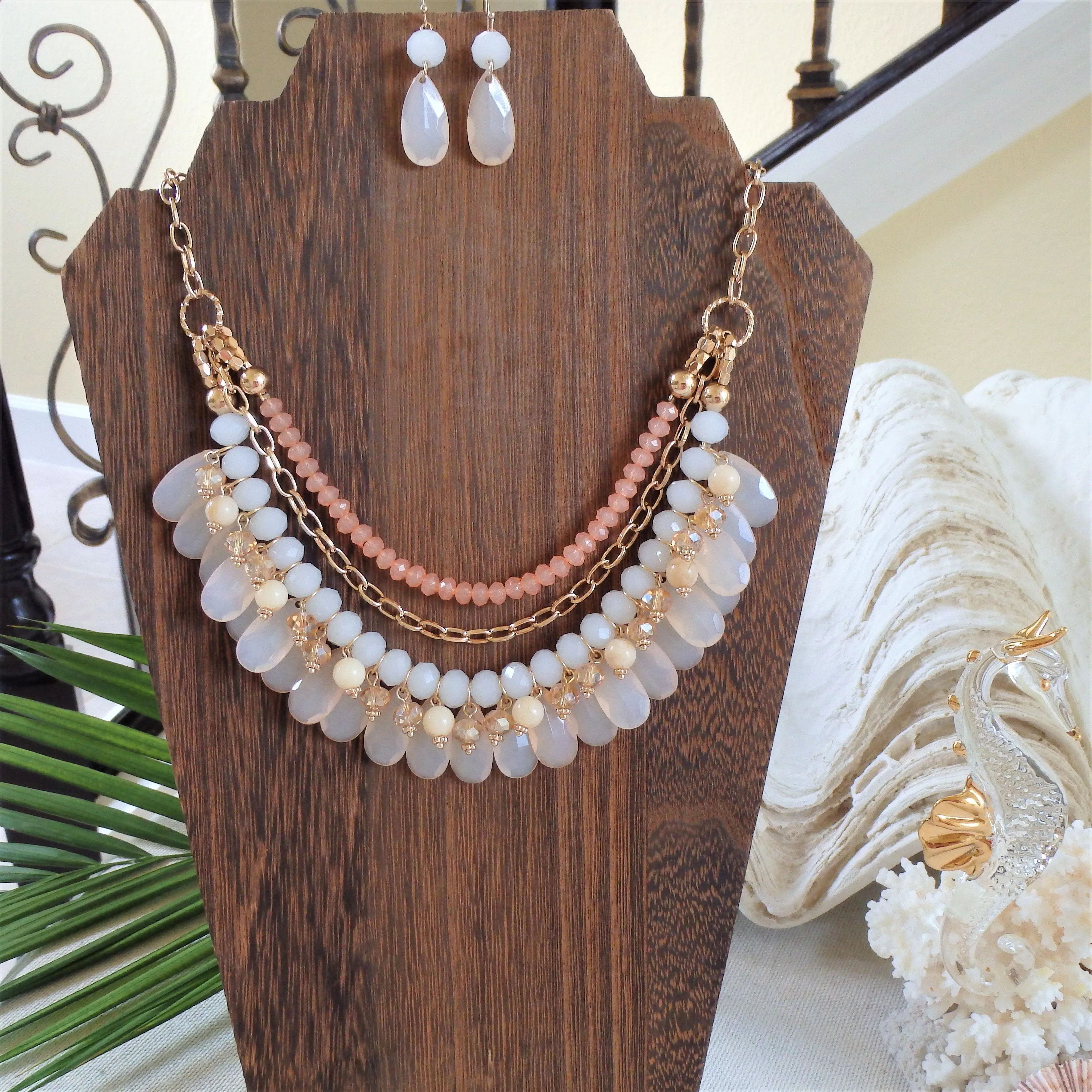 Seaside Coral Bead Necklace Set