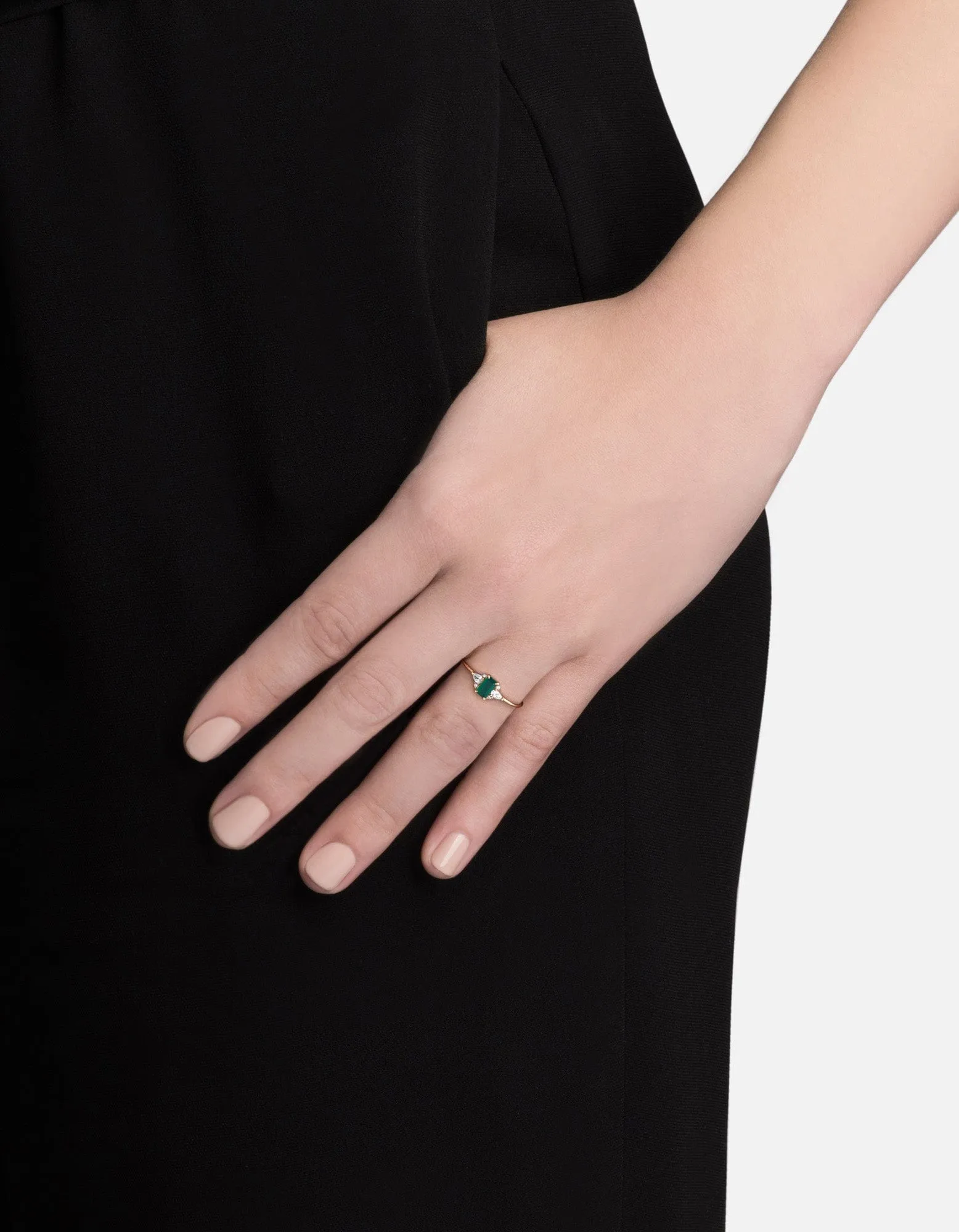 Selene Chalcedony Ring, 14k Gold Pavé