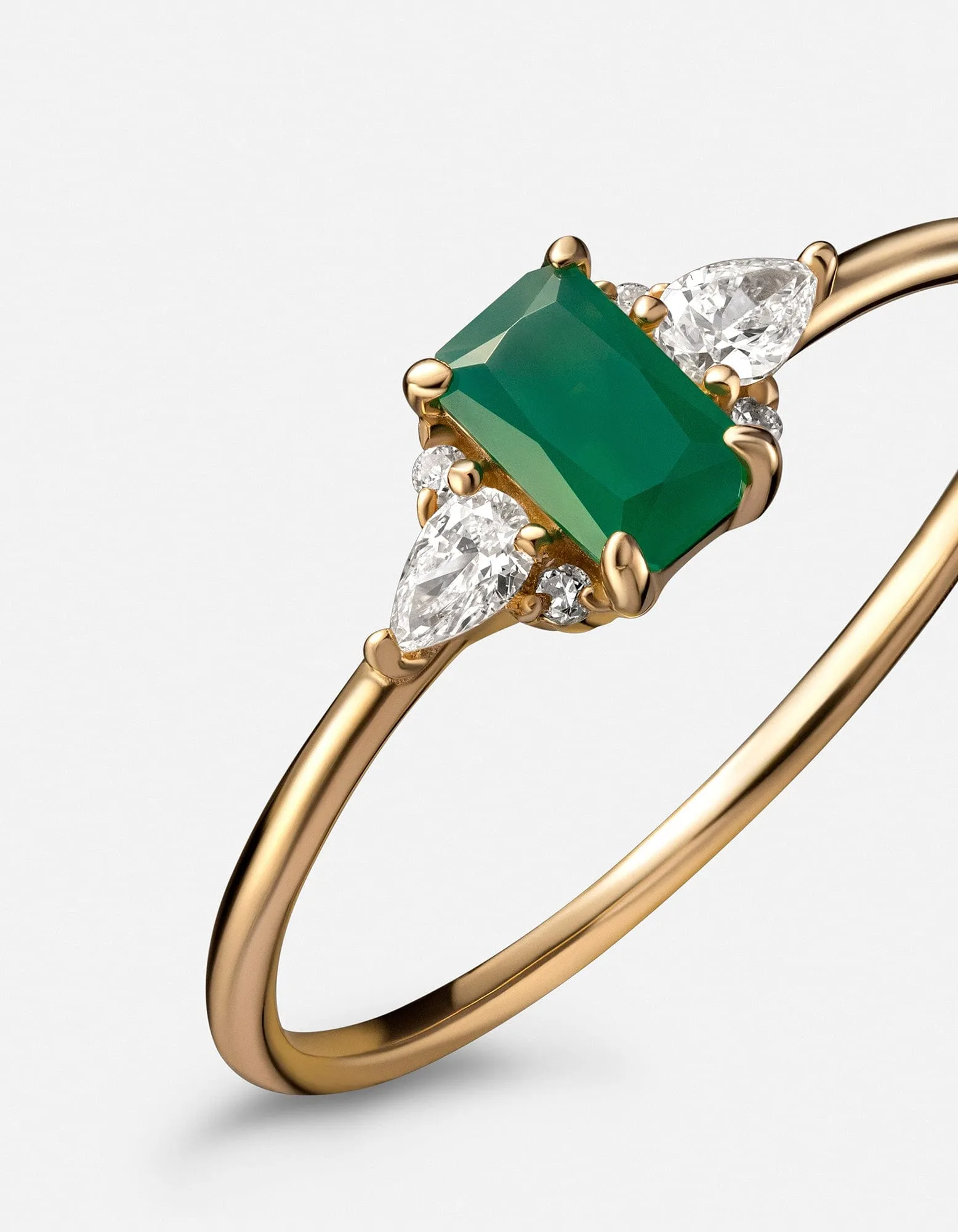 Selene Chalcedony Ring, 14k Gold Pavé
