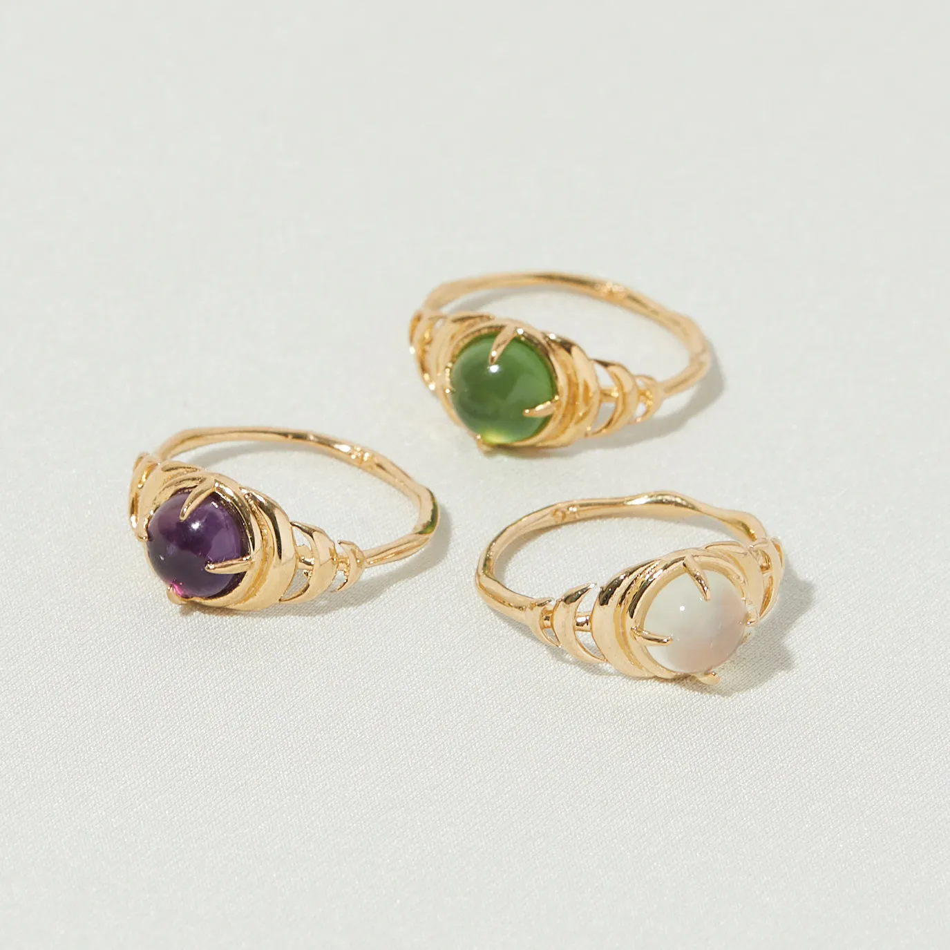 Seven Moons Ring in White Moonstone