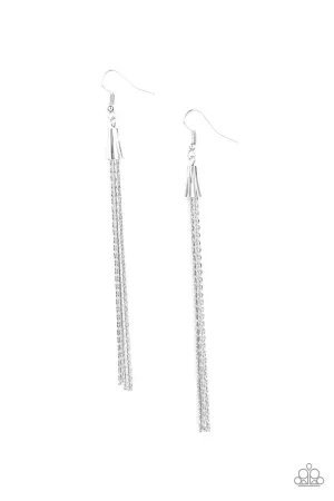 Shimmery Streamers Silver Paparazzi Earrings