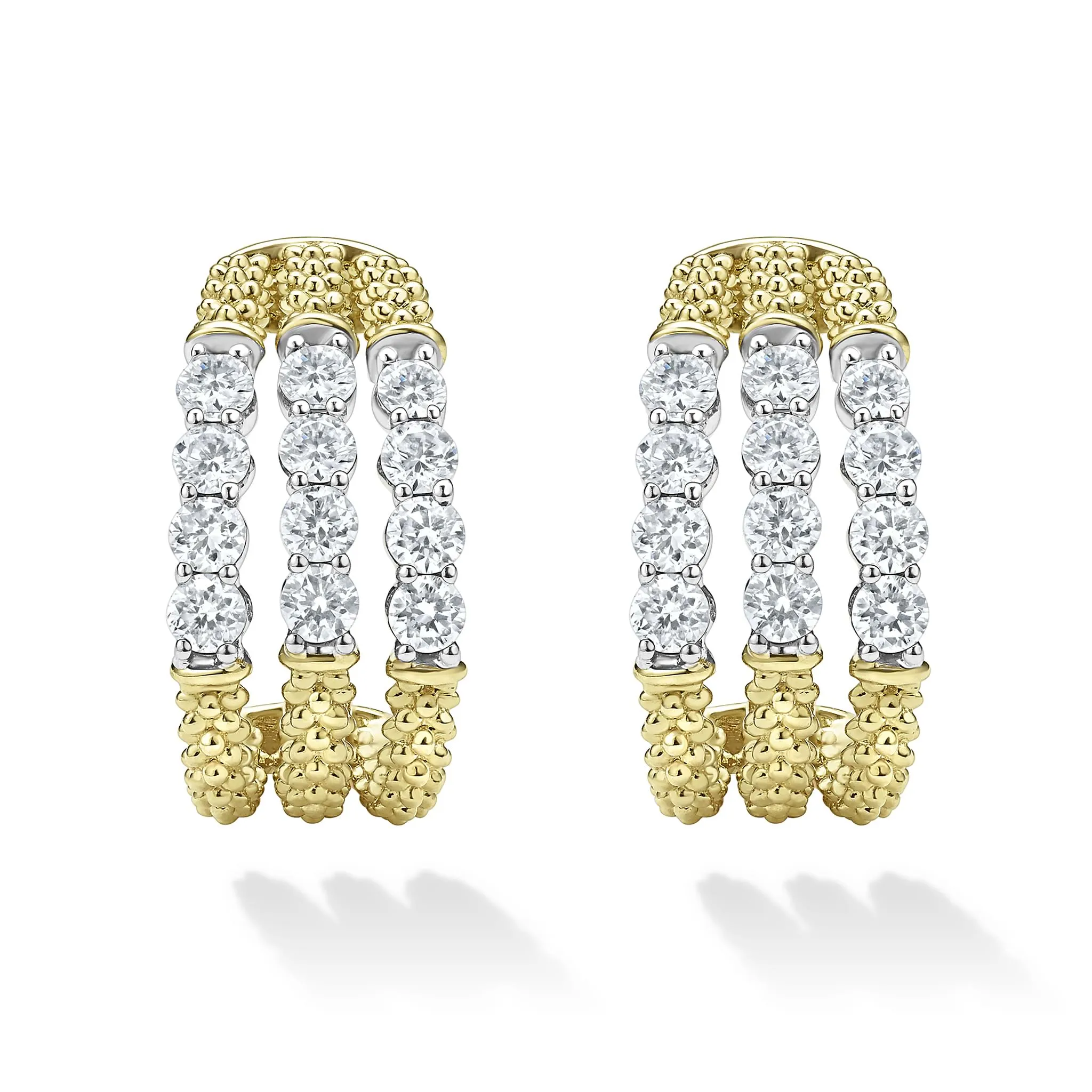 Signature Caviar Superfine Diamond Hoop Earrings