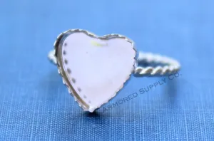 Silver 10mm Serrated Heart Bezel Cup Rope Ring blank