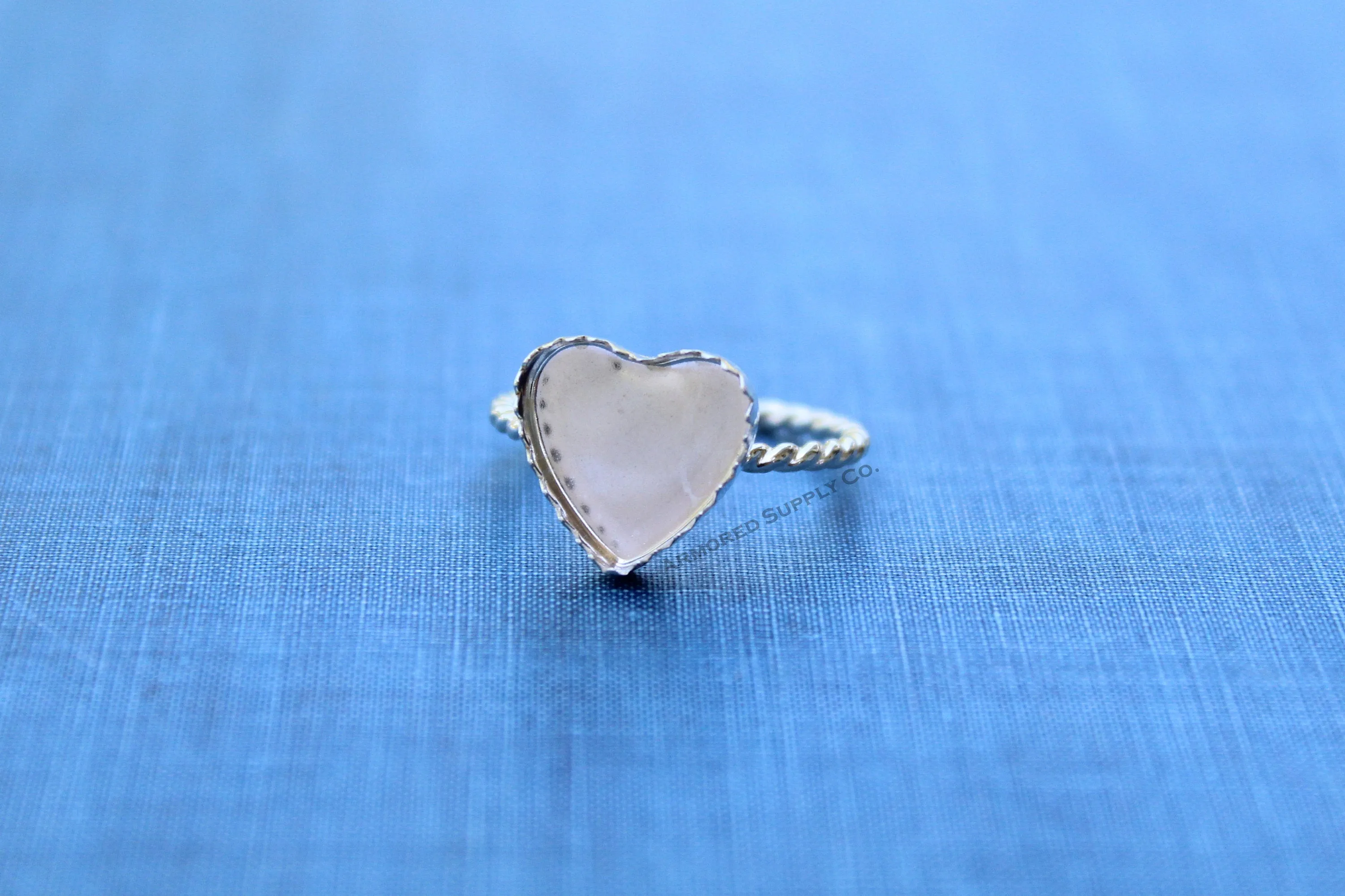 Silver 10mm Serrated Heart Bezel Cup Rope Ring blank