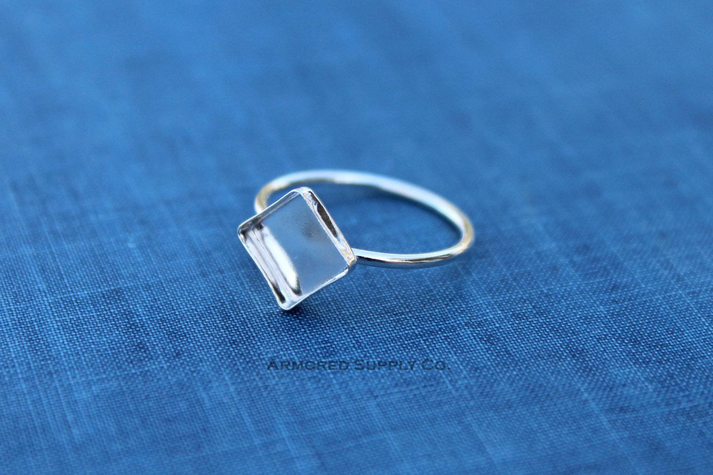 Silver 10mm Square Bezel Cup Ring blank