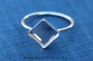 Silver 10mm Square Bezel Cup Ring blank