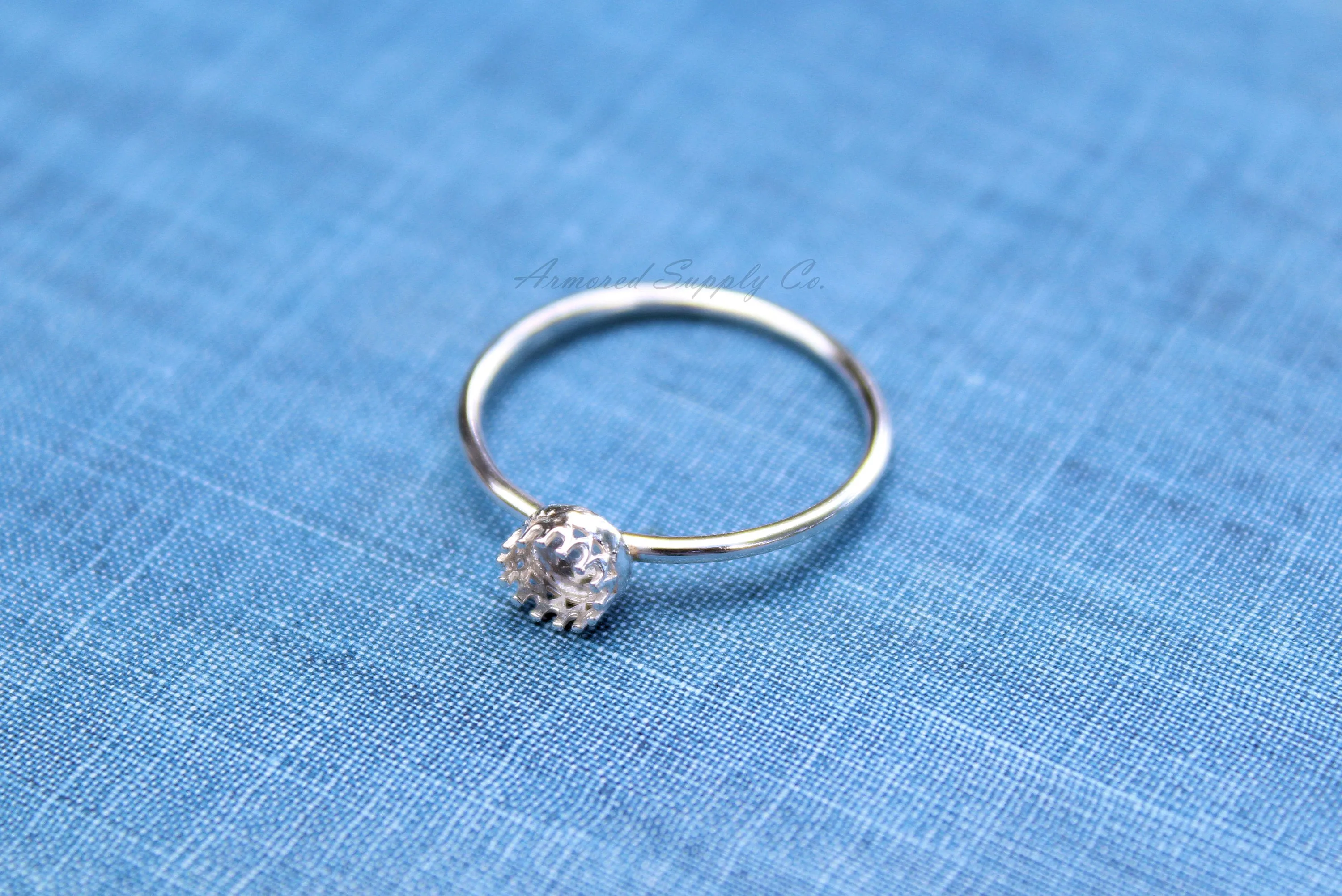 Silver 4mm Crown Bezel Cup Ring blank