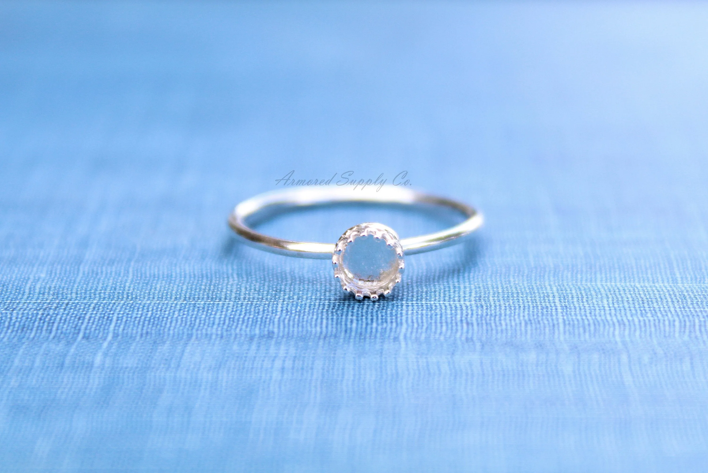 Silver 4mm Crown Bezel Cup Ring blank