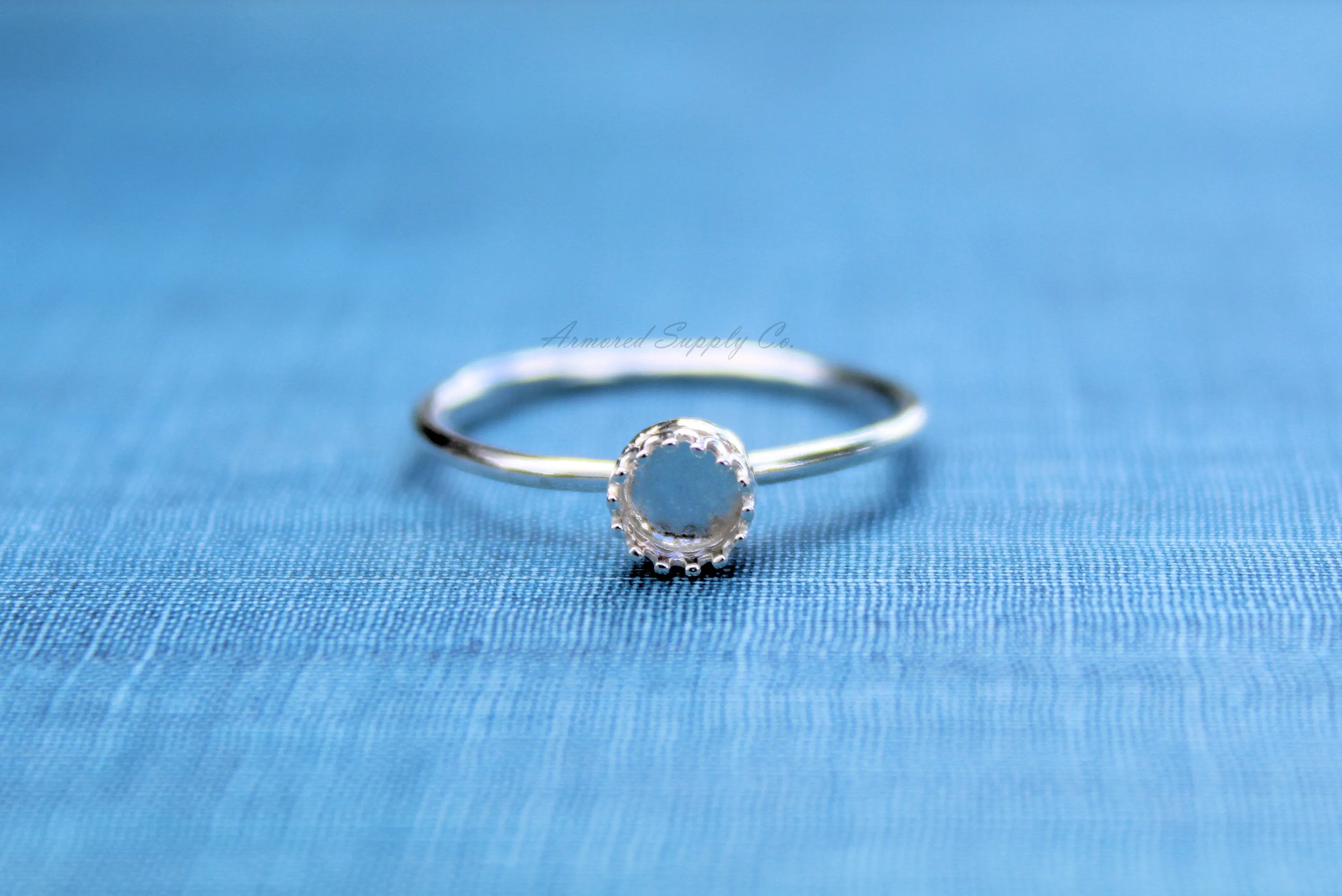 Silver 4mm Crown Bezel Cup Ring blank