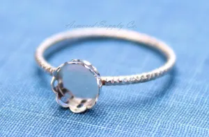 Silver 6mm Scalloped Bezel Cup Ring blank Sparkle Band