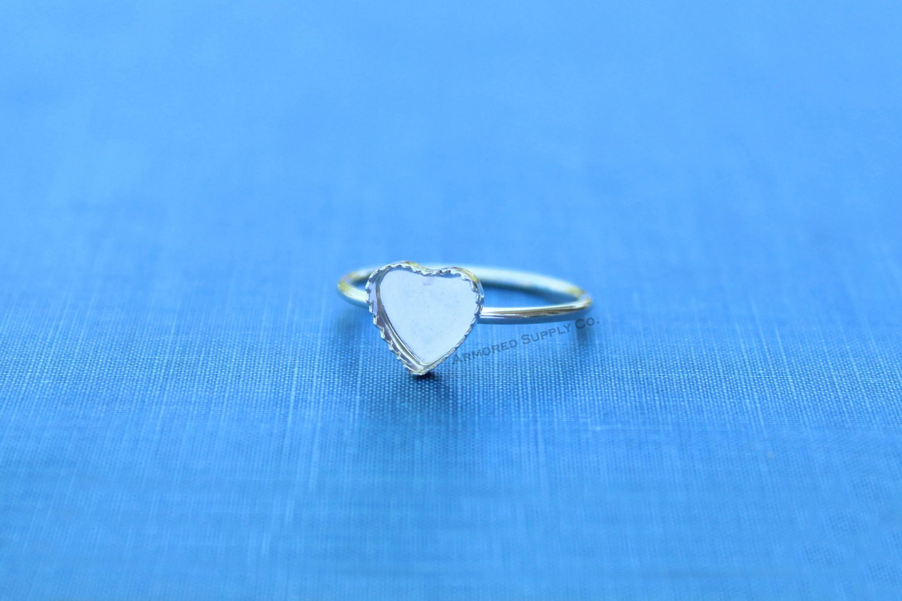 Silver 8mm Serrated Heart Bezel Cup Ring blank
